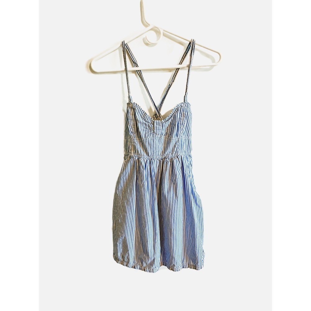 Abercrombie & Fitch Blue White Striped Racerback Dress Pockets Size Small